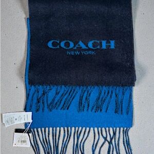 Coach Men's Scarf in Navy and Royal Blue OS.  NWT